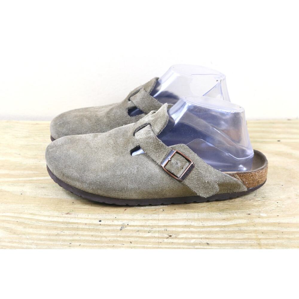 Birkenstock Boston 39 Womens Suede Taupe Clogs Mules Slides Sandals Shoes